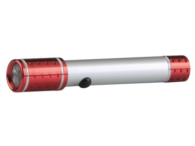 Grundig LED Tech Aluminum Torch, 13.5cm, Red